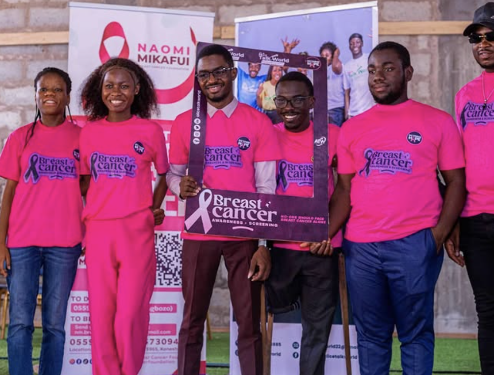 Volunteers at a Breast Cancer Awareness event.